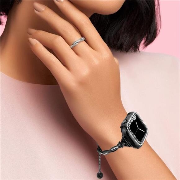 Bling Band and Case Compatible with Apple Watch Band 44mm 45mm 42mm Women - Picture 6 of 7